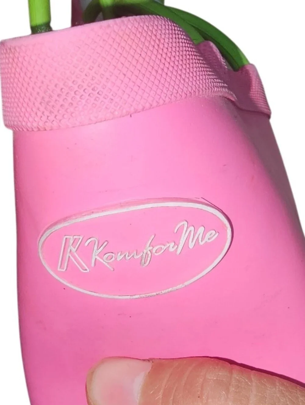Komforme Kids Pink Rain Boots with Green Trim